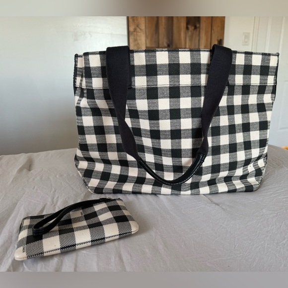 Coach- B&W canvas gingham tote - Picture 2 of 7